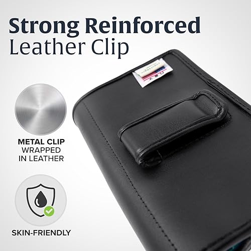 Miniatura 4 de Turtleback Clip de funda diseñada para Apple Clear iPhone 15 Pro MagSafe, funda vertical, de nailon negro, clip de cinturón giratorio resistente,