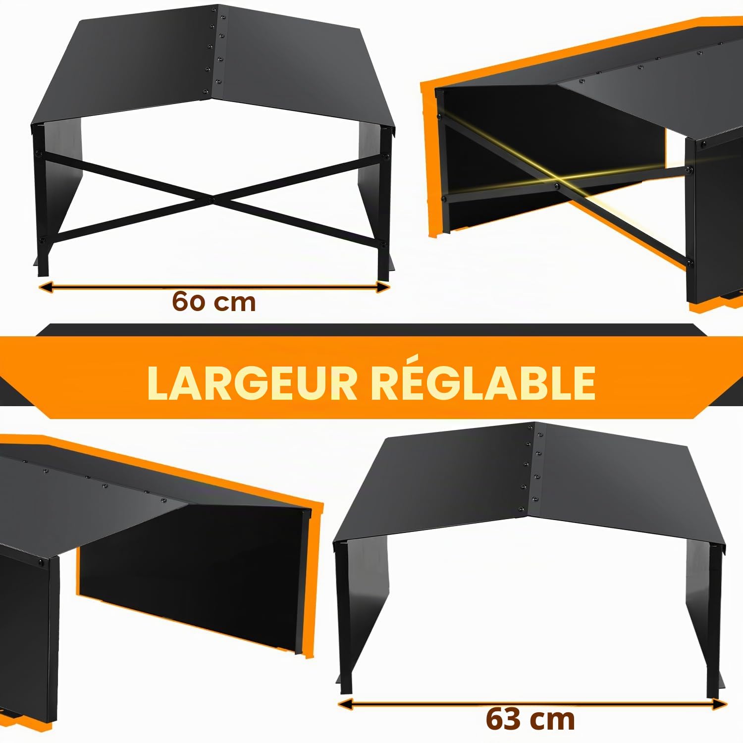 Abri de protection galvanisé pour tondeuse robot avec gants et protection UV - Idéal contre la pluie et la grêle - 78 x 60 x 34 cm - Noir