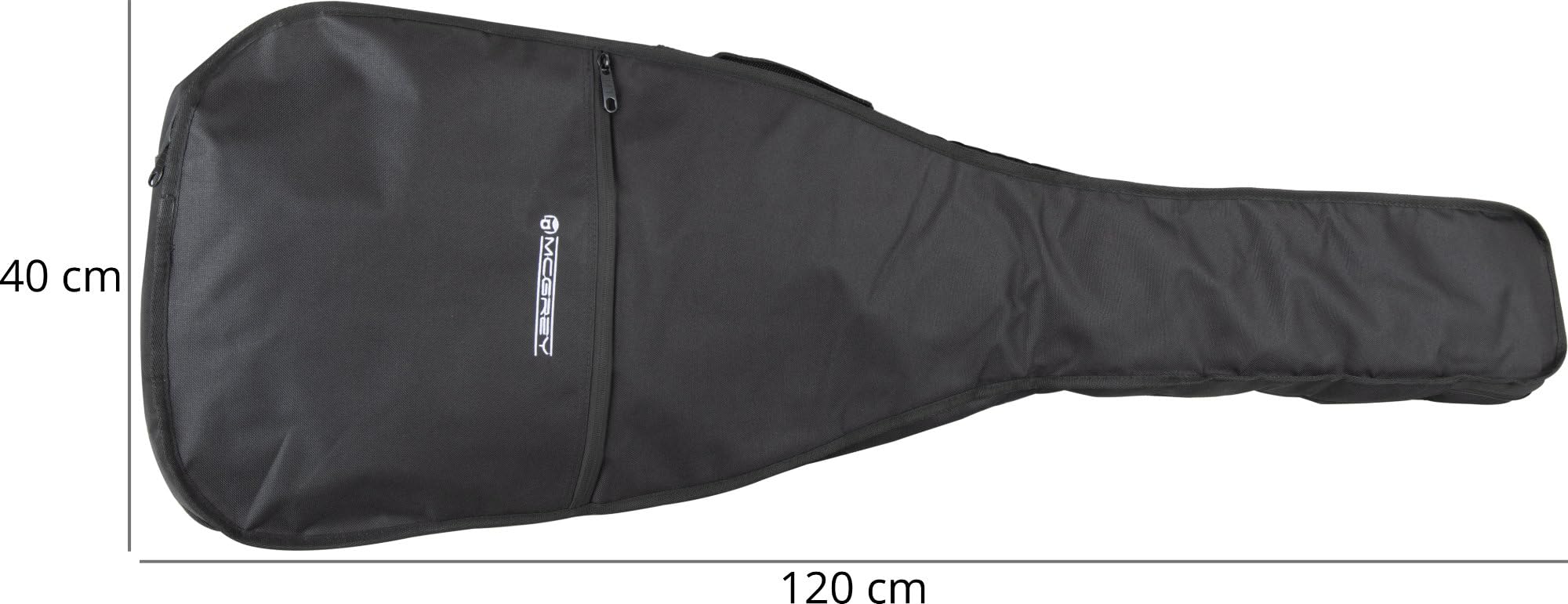McGrey EBEB-1222BK E-Basstasche Schwarz - Praktischer Schutz für E-Bass - Mit verstellbaren Rucksackgurten - Aus robustem Nylon - Große Aufsatztasche - Maximale Innenmaße (LxB): 120 x 37 cm - Schwarz