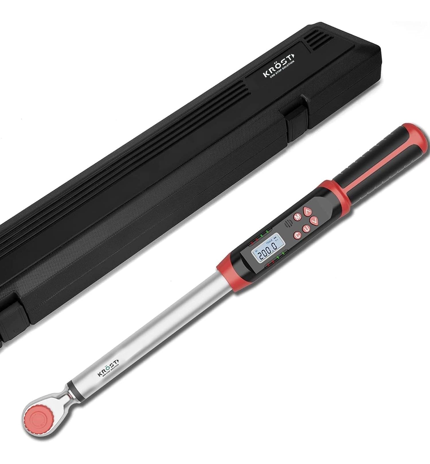KROST Digital Torque Wrench 17-340N.m ±2% Torque Accuracy, 1/2" Electronic Torque Wrench with Preset Value, Buzzer and LED Notification (1/2", 340 N.m)