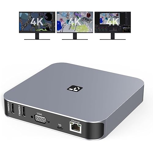 USB C Docking Station Dual Monitor for M1/M2/M3/M4/M5 MacBook Pro/Air, Mac mini, Dell, Lenovo, HP, Driver-Based 13 in 1 Triple 4K Display Dock with 65W Power Adapter, 2 HDMI, VGA, 4 USB 3.0, Ethernet