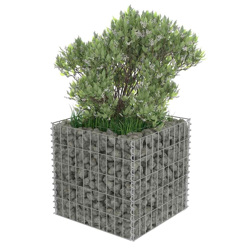 Gavión de acero galvanizado 50 x 50 x 50 cm | Cesta de alambre de acero resistente para flores y plantas en el jardín, patio o patio, alambre de 3,5 mm de grosor.