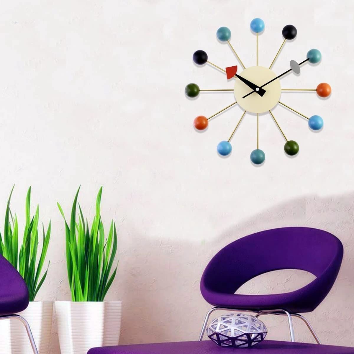 Boule Horloge Art Simulation Sport décoratif Bonbons Horloge Murale Couleur Mixte métal + Boule en Bois Massif