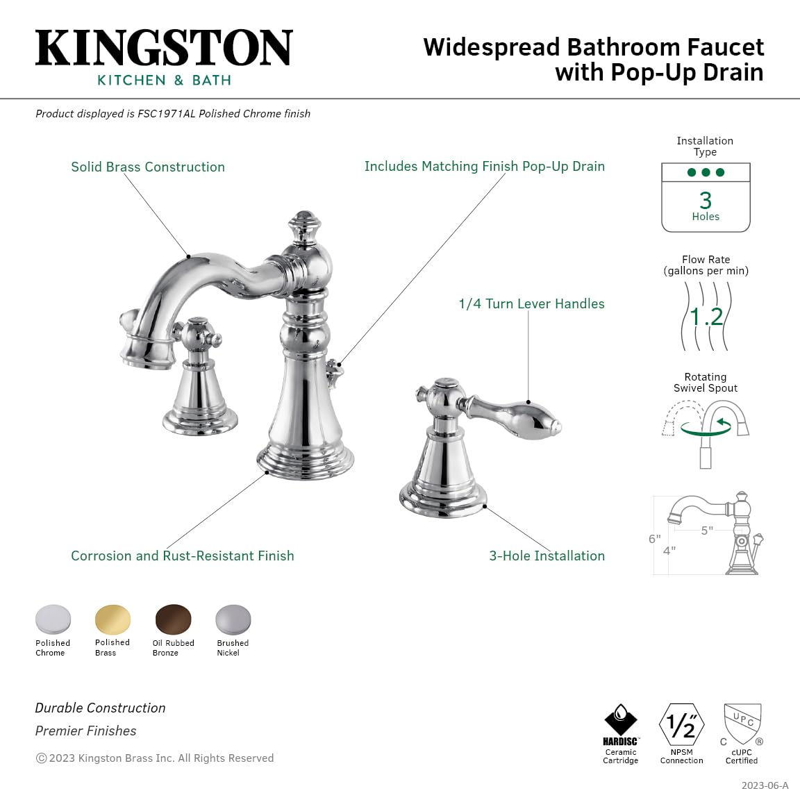 ジョーサーストン Victorian chrome widespread bathroom faucet by Kingston Brass