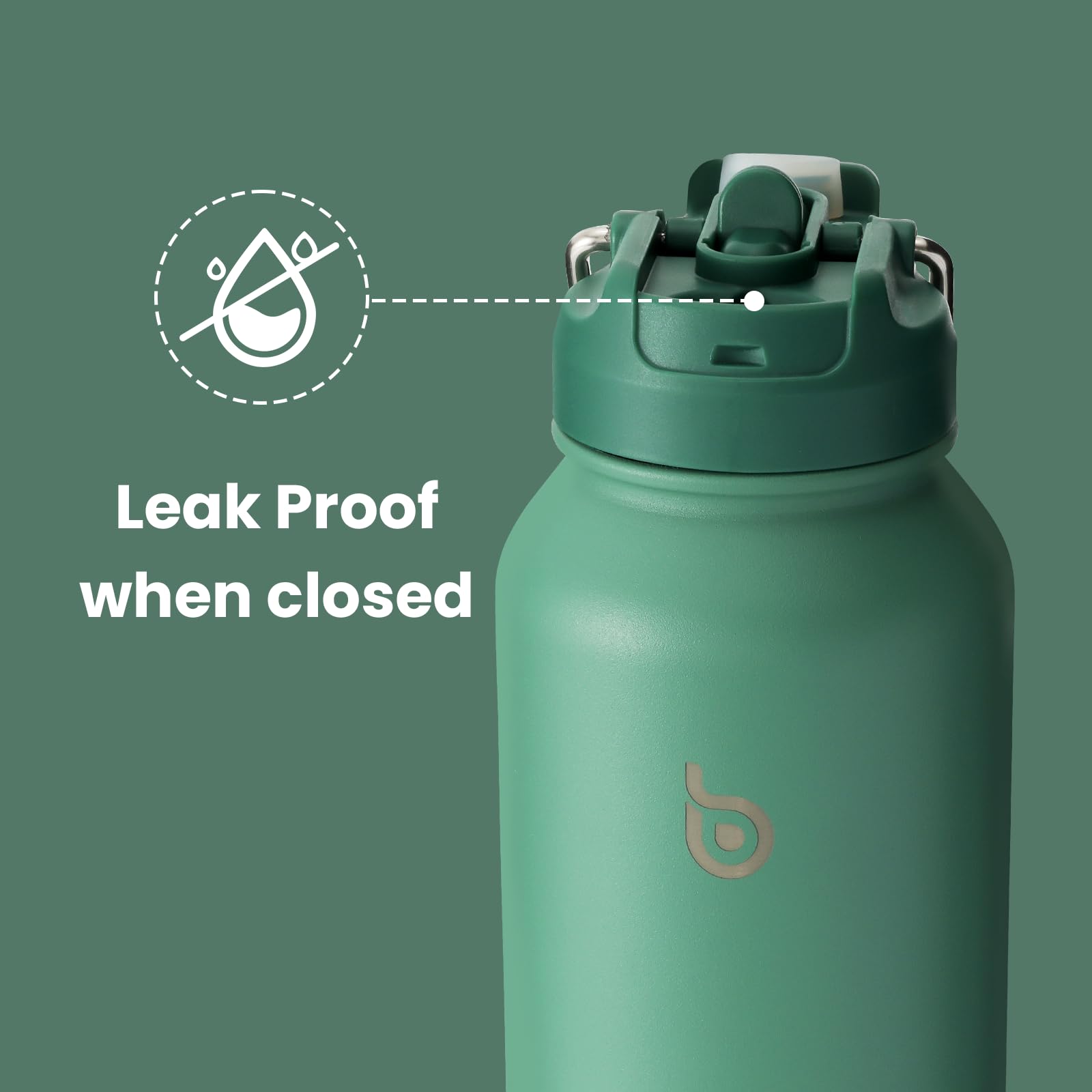 BOTTLE BOTTLE Insulated Water Bottle with Straw 1180ml(40oz) Sports Stainless Steel Water Bottles with Handle Lid Outdoors Drink Flask for Pills (green) - Image 3