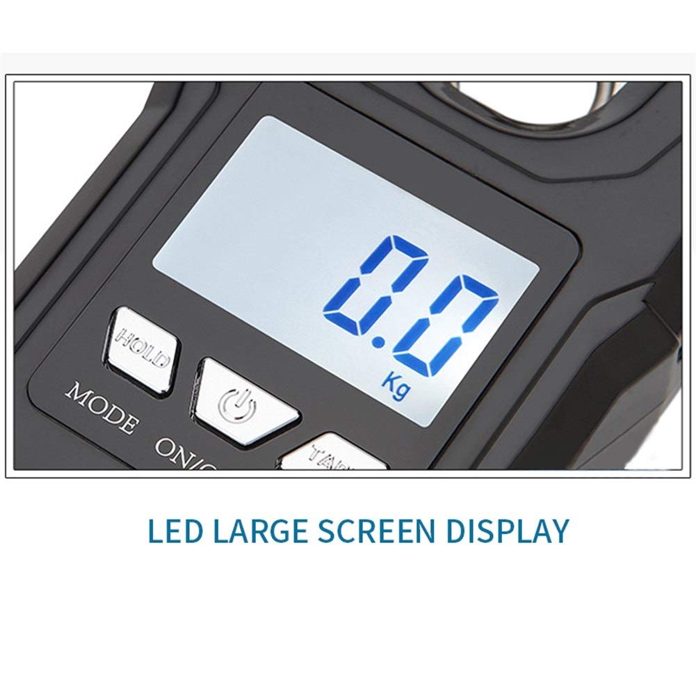 Genérico Balanza Digital para Equipaje Tipo Colgante, balanza de Mano de 500 kg con función de Tara, Pantalla LCD, balanza para Equipaje con Gancho (Negra)