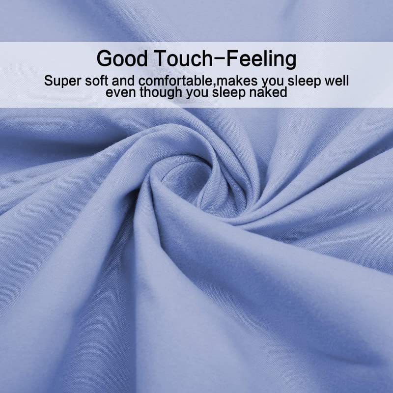 Image of Single Bed Super Solid Plain Bedsheet Cotton Microfiber with 1 Pillow Covers SKU Blue