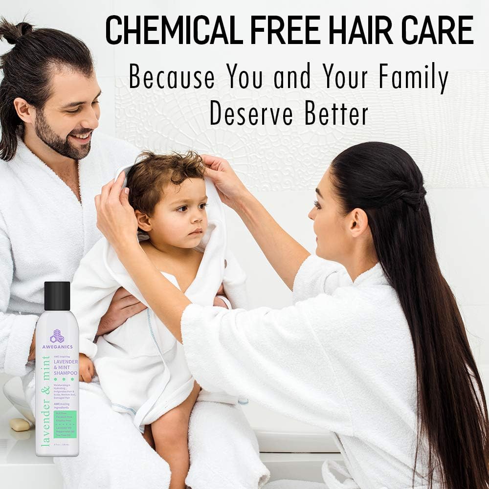 Lavender Mint Hair Shampoo - Inspiring Natural Aromatherapy Invigorating Purple Shampoos - Hydrating, Cleansing, Moisturizing - Paraben-Free, Cruelty-Free, Peppermint, Tea Tree
