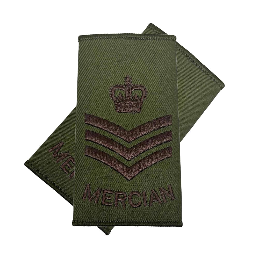 CL Distribution Pair of Mercian Regiment Rank Slides - Staff Sergeant Epaulettes