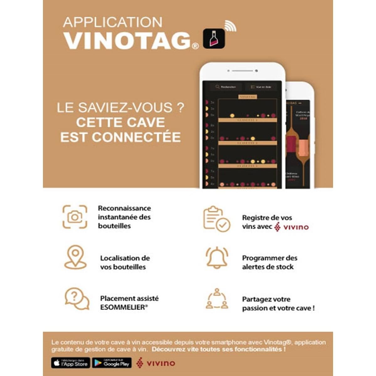 CLIMADIFF Cave à vin de service CEPAGE52DZF – 52 bouteilles