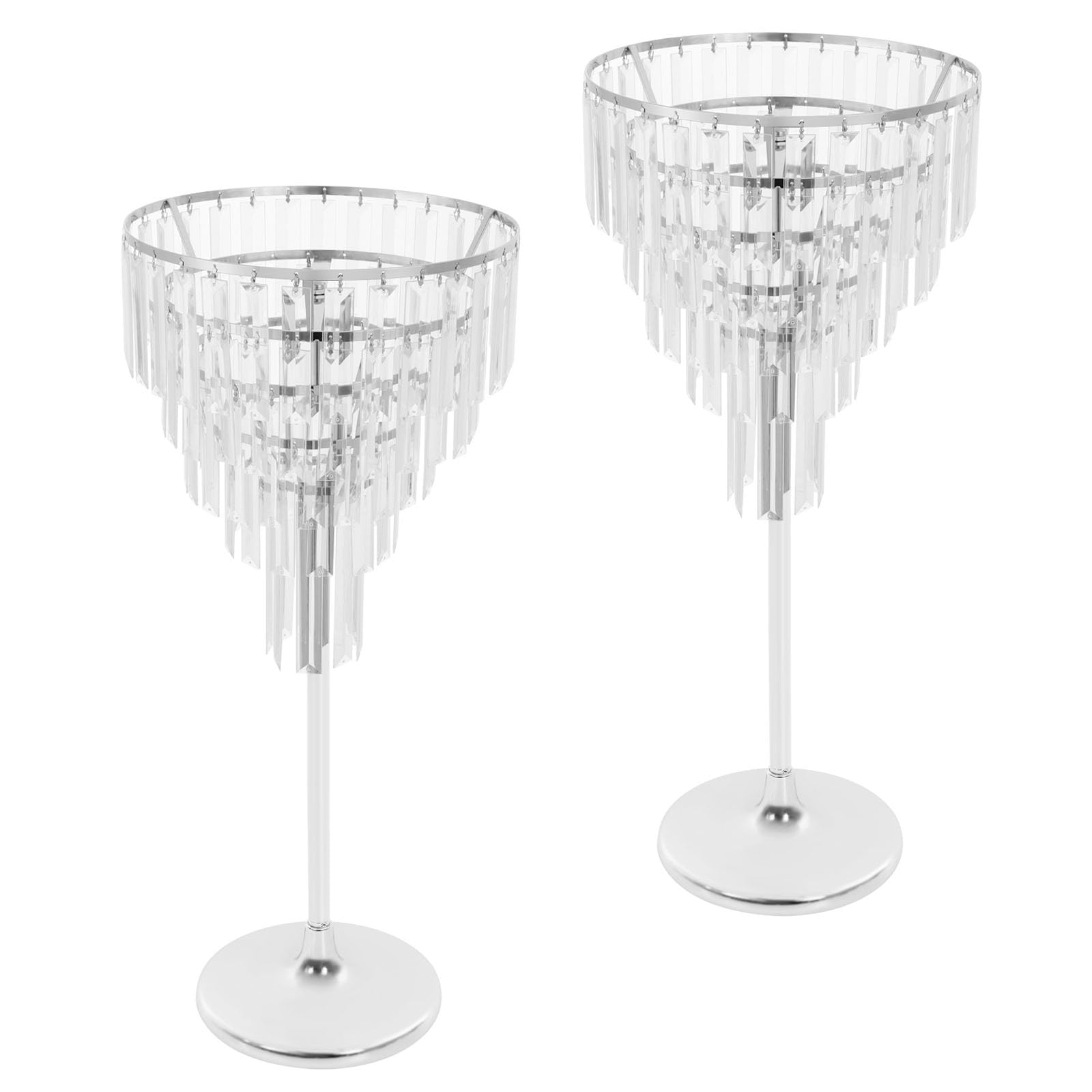 2 x 5-poziomowy stojak na kwiaty weselne, 71 cm wysoki akrylowy kryształowy wazon centralny, srebrny metalowy mały stojak ekspozycyjny na imprezę, wydarzenie, dekorację stołu lub podłogi