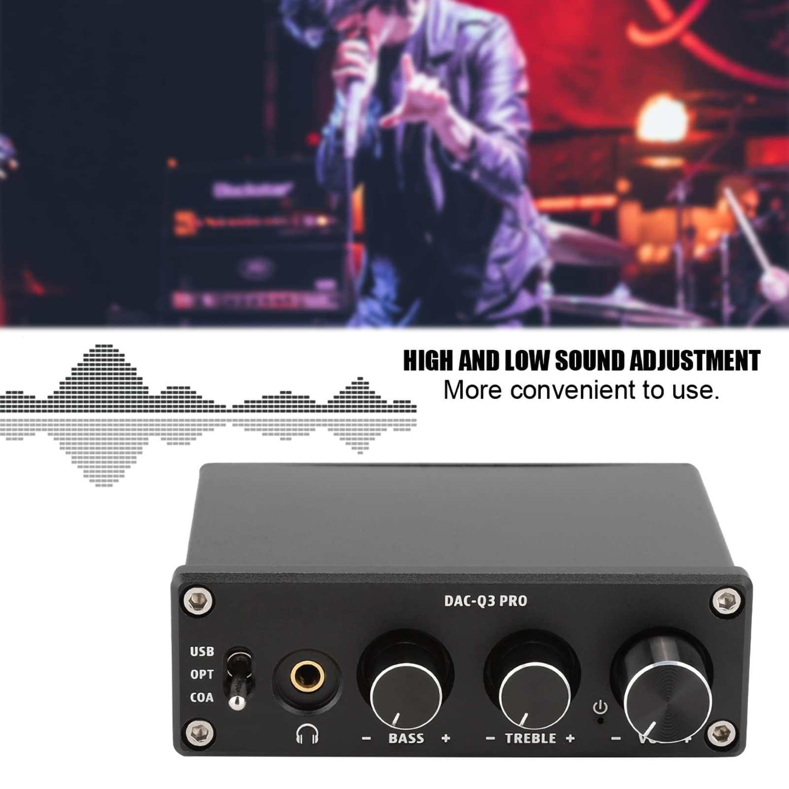 Convertisseur Audio Numérique vers Analogique AC Q3 Pro DAC, Convertisseur Audio avec Amplificateur De Casque, Décodeur Audio Numérique vers Analogique pour Casque 3,5 Mm(Noir)