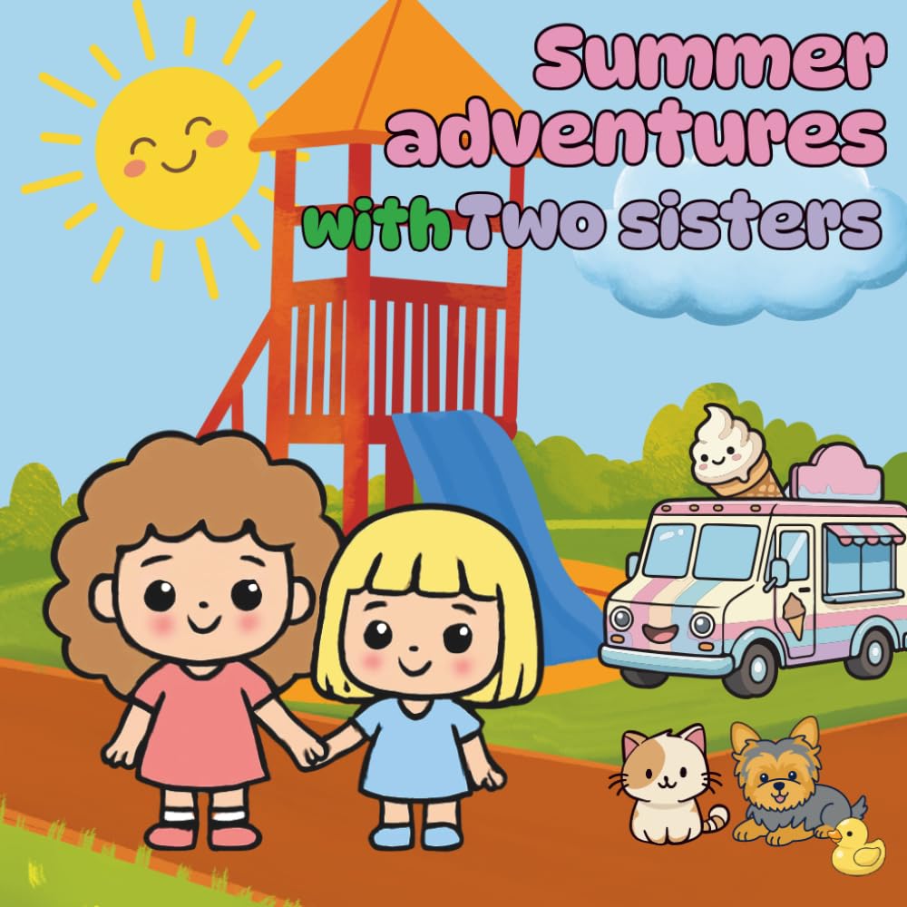 Summer Adventures with Two Sisters: 40 cute and easy coloring pages featuring two sisters enjoying sunshine, family time, beach, rain puddles, viking, friendly pets and unforgettable summer memories