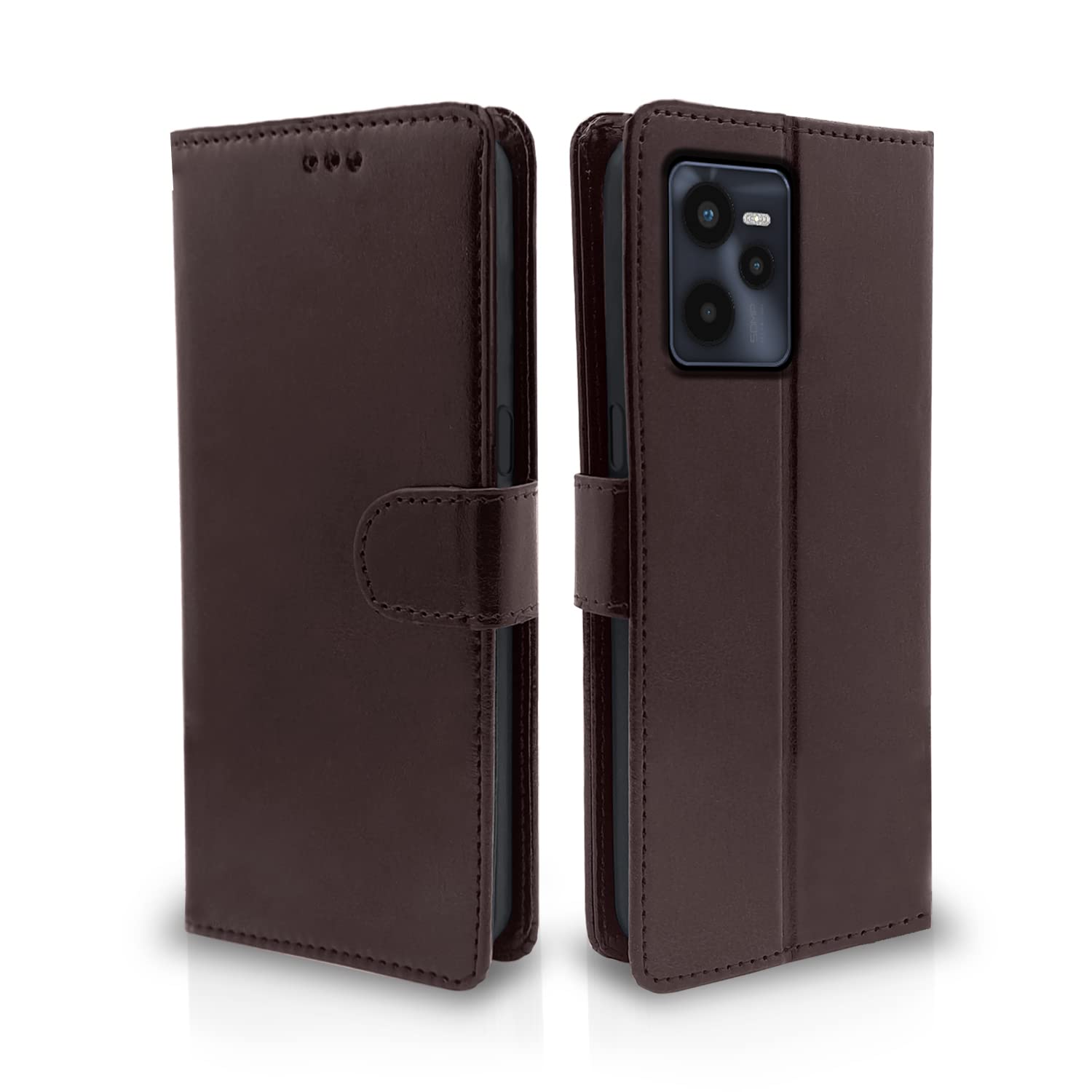Pikkme Realme C35 Flip Case Leather Finish | Inside TPU with Card Pockets | Wallet Stand and Shock Proof | Magnetic Closing | Complete Protection Flip Cover for Realme C35 (Coffee) (B0BK6NBM9Z) Amazon Price History, Amazon Price Tracker