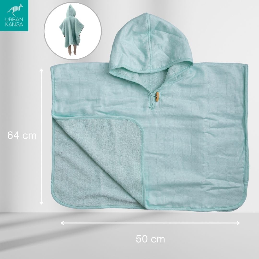 Urban Kanga Poncho da Bagno Asciugamano con Cappuccio per Bambini (Menta)