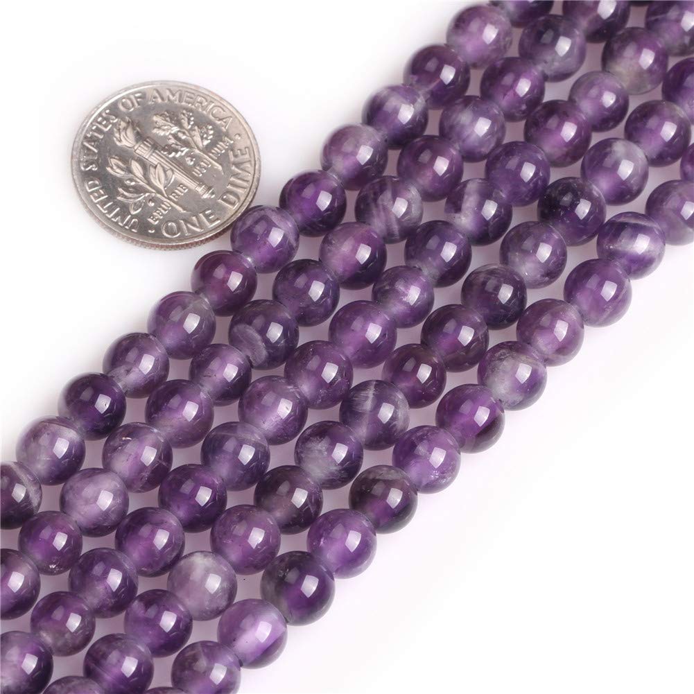 Sweet & Happy Girl's Store SHGbeads Purple Amethyst Natural Gemstone Loose Beads for Jewellery Making Round 6mm Big Hole 1.5mm-2mm 15''