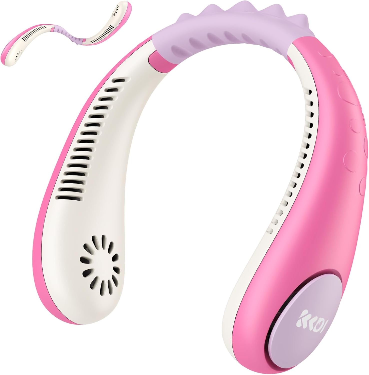 Kids Neck Fan, Portable Bladeless Neck Fan for Kids, 2600mAh Rechargeable Cooling Fan for 4-14Y Girls Boys, 4 Speeds & Lightweight Wearable Quiet Fan for Study/Camping/Travel