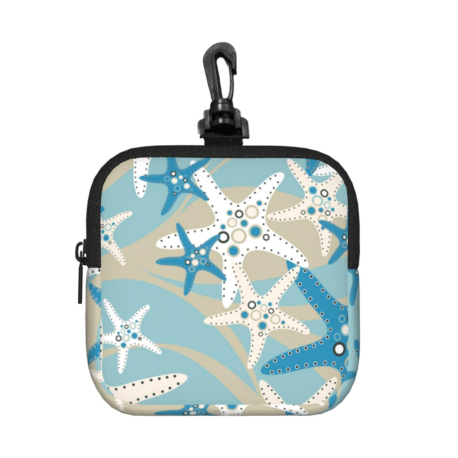 Beautiful Starfish Print Square Storage Bag Travel Toiletry Cosmetic Organizer Pouch Lightweight Reusable