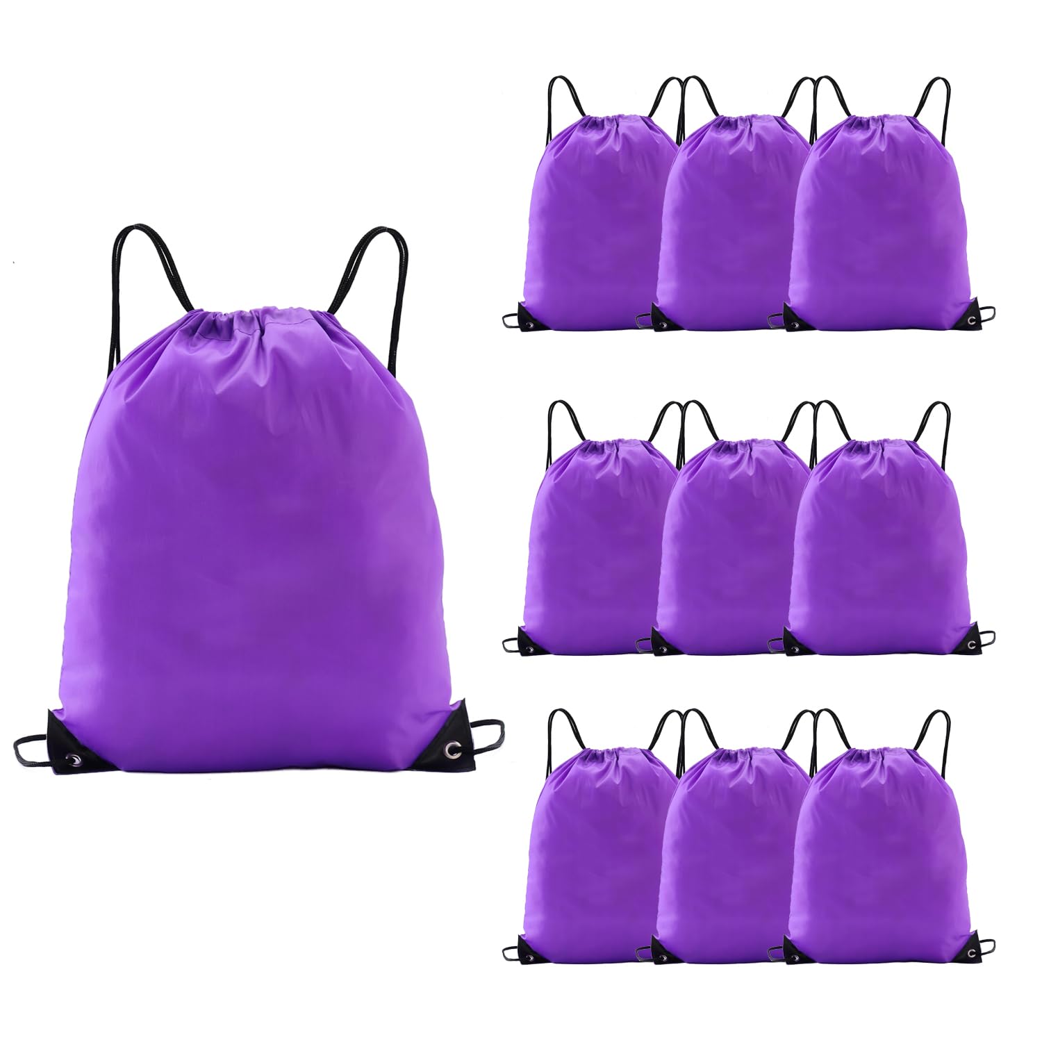 Haokuaile Drawstring Backpacks, 10 Pack — Lightweight Drawstring Bags for Gym, Daily Use & Travel (10, Purple)