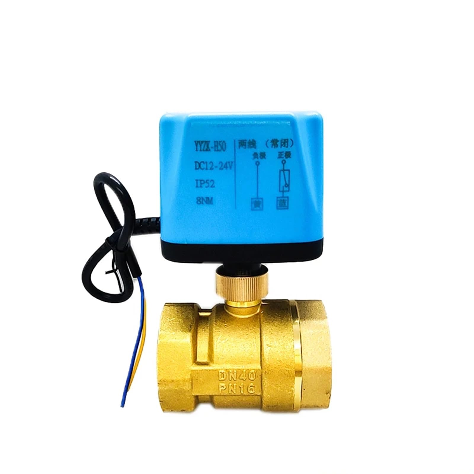 KKCZOFMJ 1-1/2" Normally Closed/Open Motorized Ball Valve 220V 12V 24V 2-Wire Brass Electric Ball Valve Replace Solenoid Valve(220VAC)