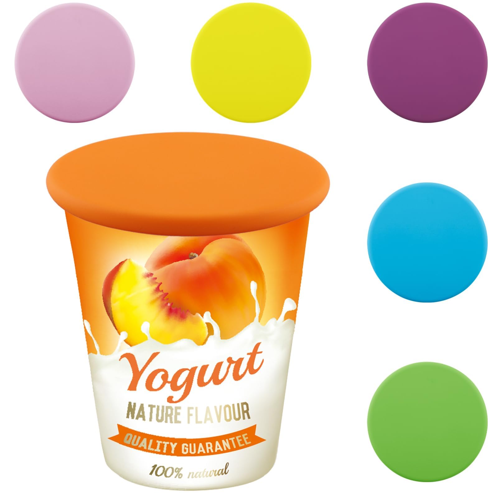 Pack Large Reusable Silicone Yoghurt Cream Pot Lids,10 X 10CM Reusable  Silicone Lids, Reusable Yoghurt Pot Cap,urable Easy To Use,BPA Free