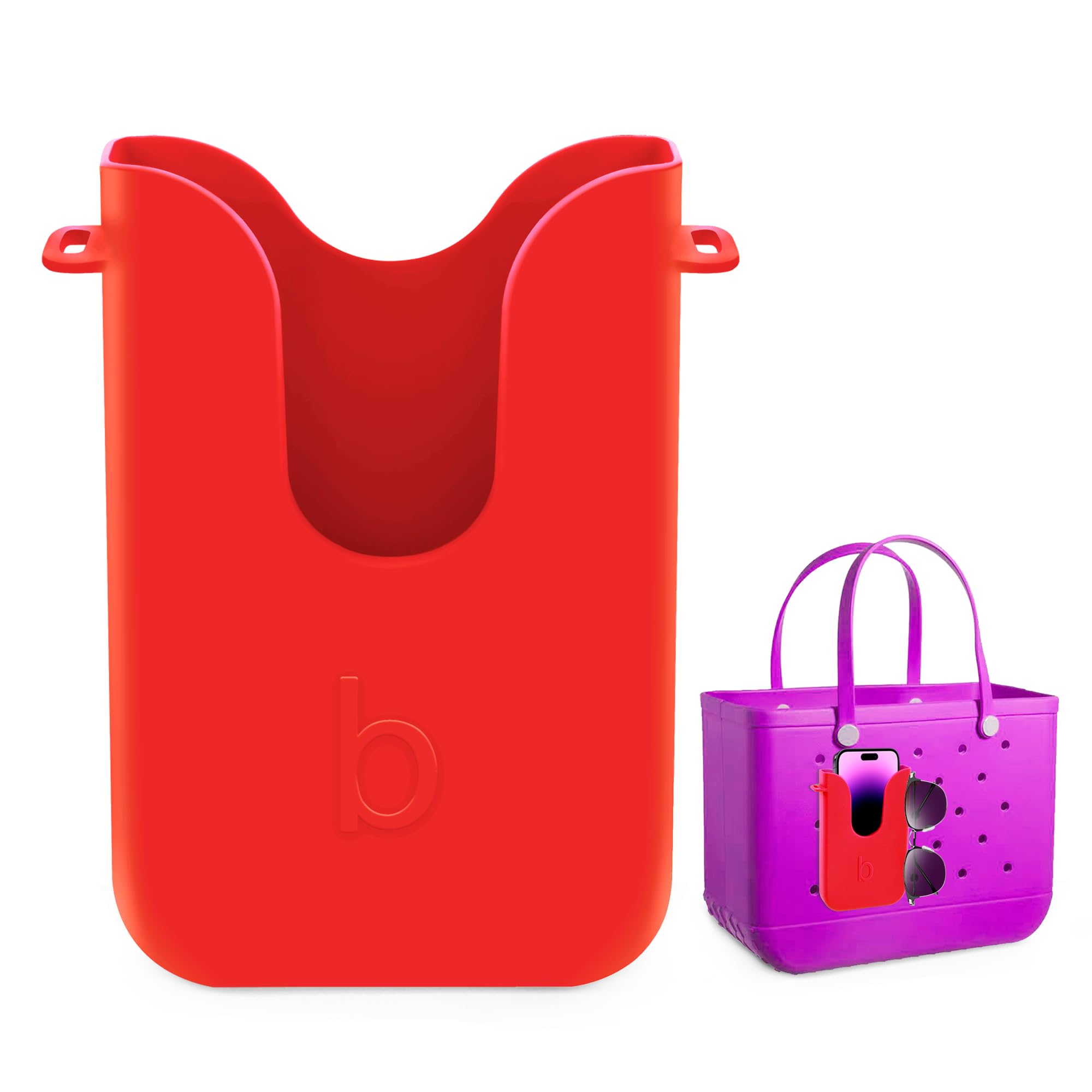 Silicone Phone Holder for Bogg Bags, Compatible Phone Case Attachment, Beach Tote Bag Accessory – Ideal Holder for Bogg & Similar Beach Bags (Red)