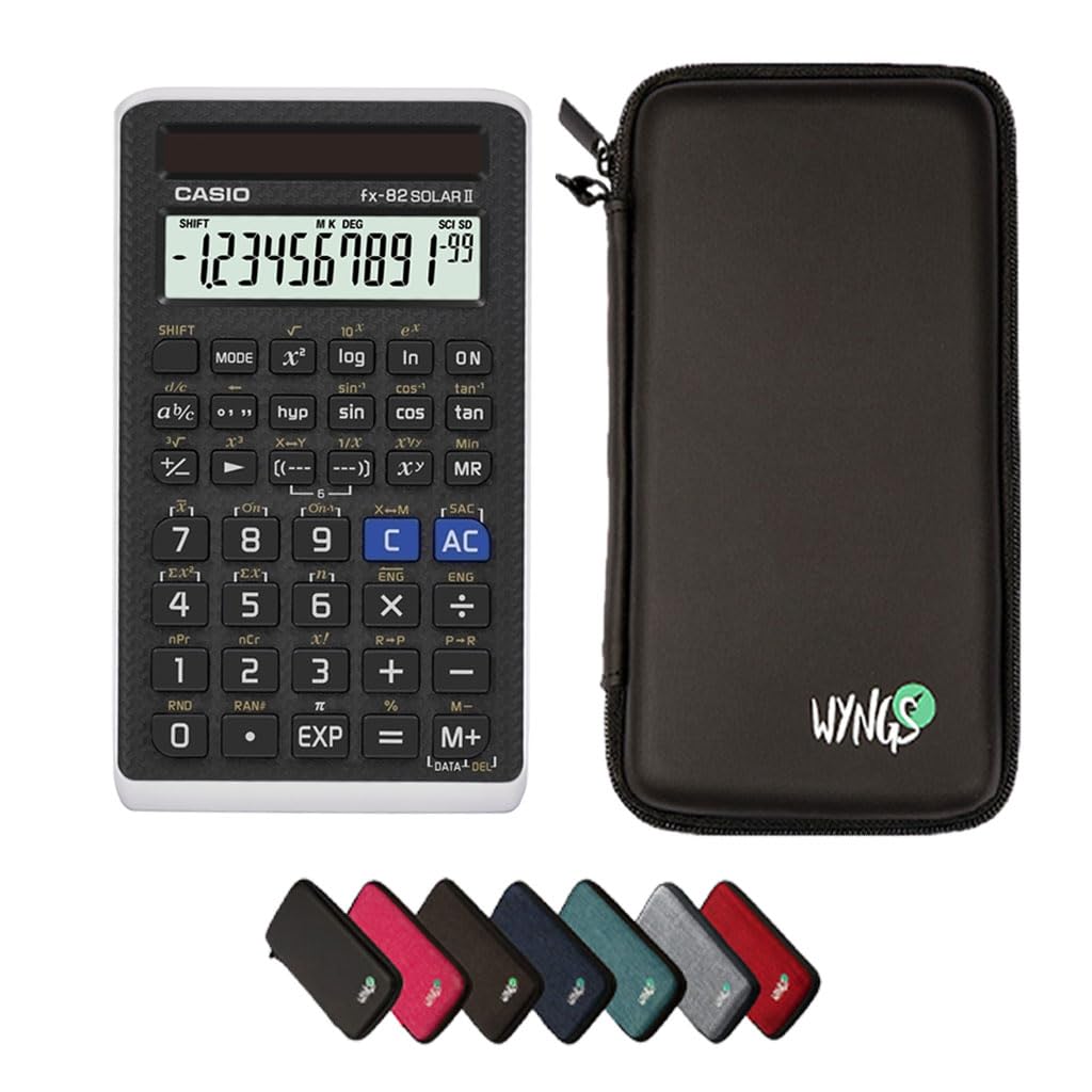 Casio fx-82 Solar II including a WYNGS protective case in Black - Basic Set
