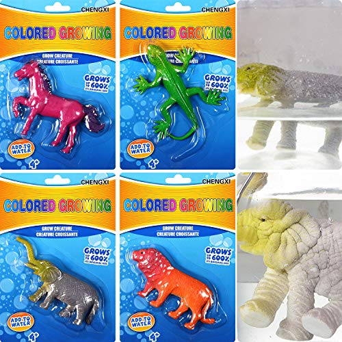 Sumind 4 Pieces Growing Animal Creature Magic Grow Animals Expandable Sea Creature Set Magic Giant Grow Water Animal Party Favors for Fun