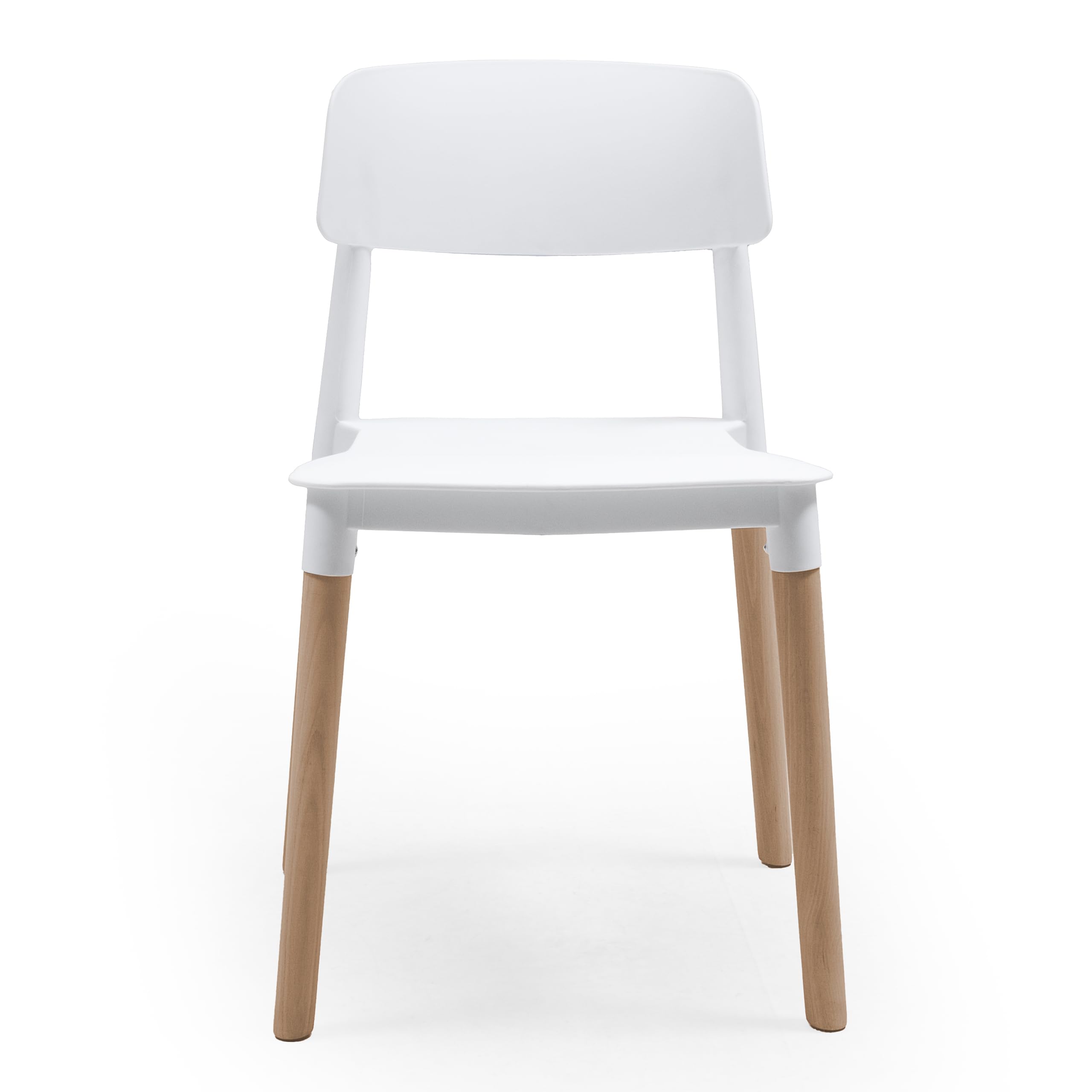 Homely – Pack de 4 sillas de Comedor o Cocina CALAS | Diseño nórdico | Sillas para Comedor, salón, Cocina | Asiento de Polipropileno Color Blanco | Patas de Madera de Haya | 45x47,5x76,5 cm