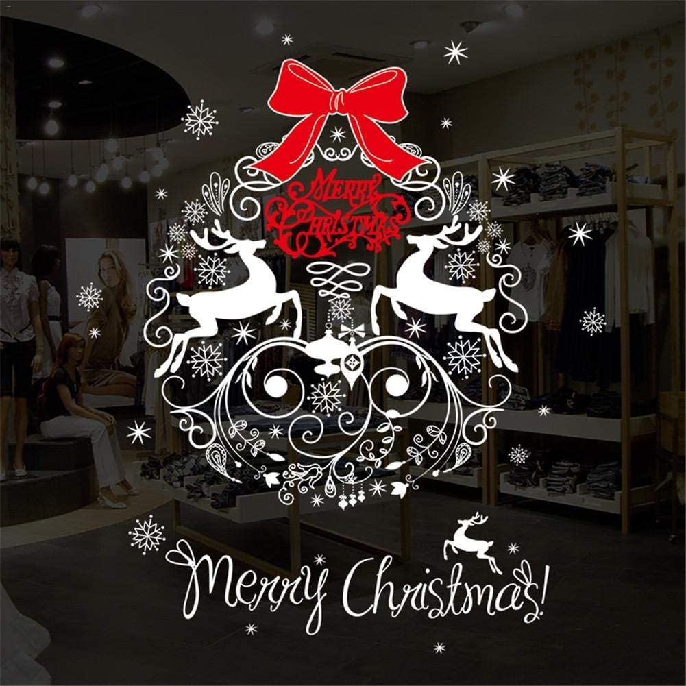 Autocollants de fenêtre de Noël, décorations de Noël, autocollants de fenêtre motif de cerf de Noël auto-adhésif nouvel an magasin vitrine autocollant mur autocollant fenêtre autocollant verre autocol