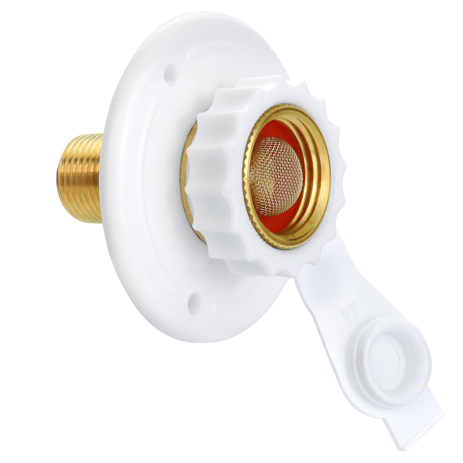 EXCELFU RV City Water Fill Inlet Flange Brass with Check Valve, RV Water Connection Inlet 1/2" NPT, City Water Inlet for RV Camper Motorhome Trailer Marine