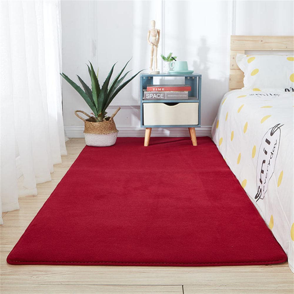 Grand tapis salon moderne rouge antidérapant chambre et cuisine LUNEZY