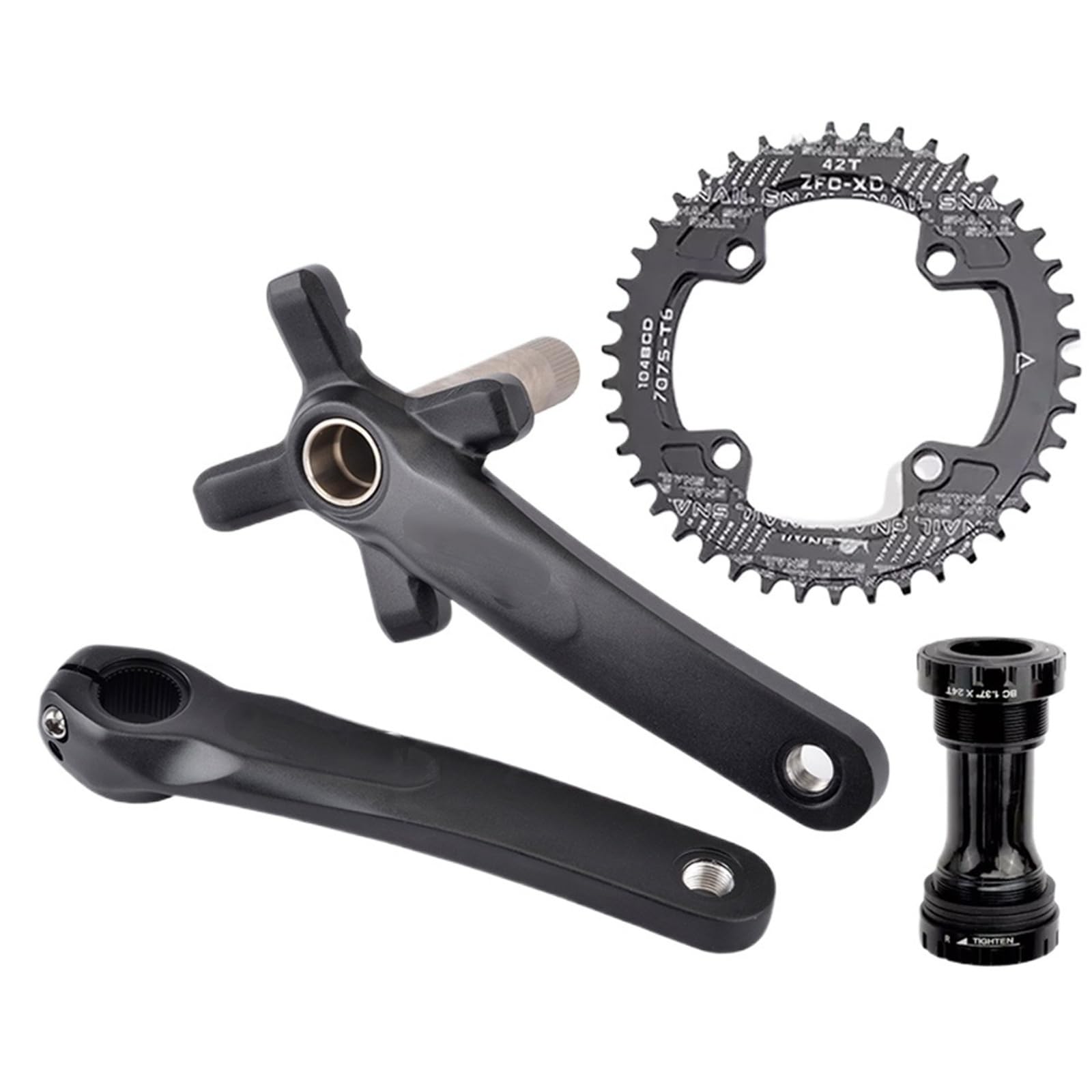 Compatible con el Juego de bielas XT 104BCD MTB de 170/175 mm, Redondas/ovaladas, de 32T, 34T, 36T y 38T, de aleación de Aluminio con pedalier/728 (bielas BB de 42T, 170 mm).