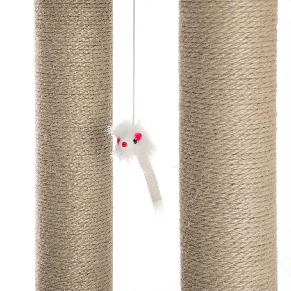BAKAJI Arbre griffoir 1 Niche Couverture abri pour Chats Animaux félins interactif Ongles Anti-Rayures Stable Robuste Robuste Arbre grimpant Solide Structure Couleur Beige