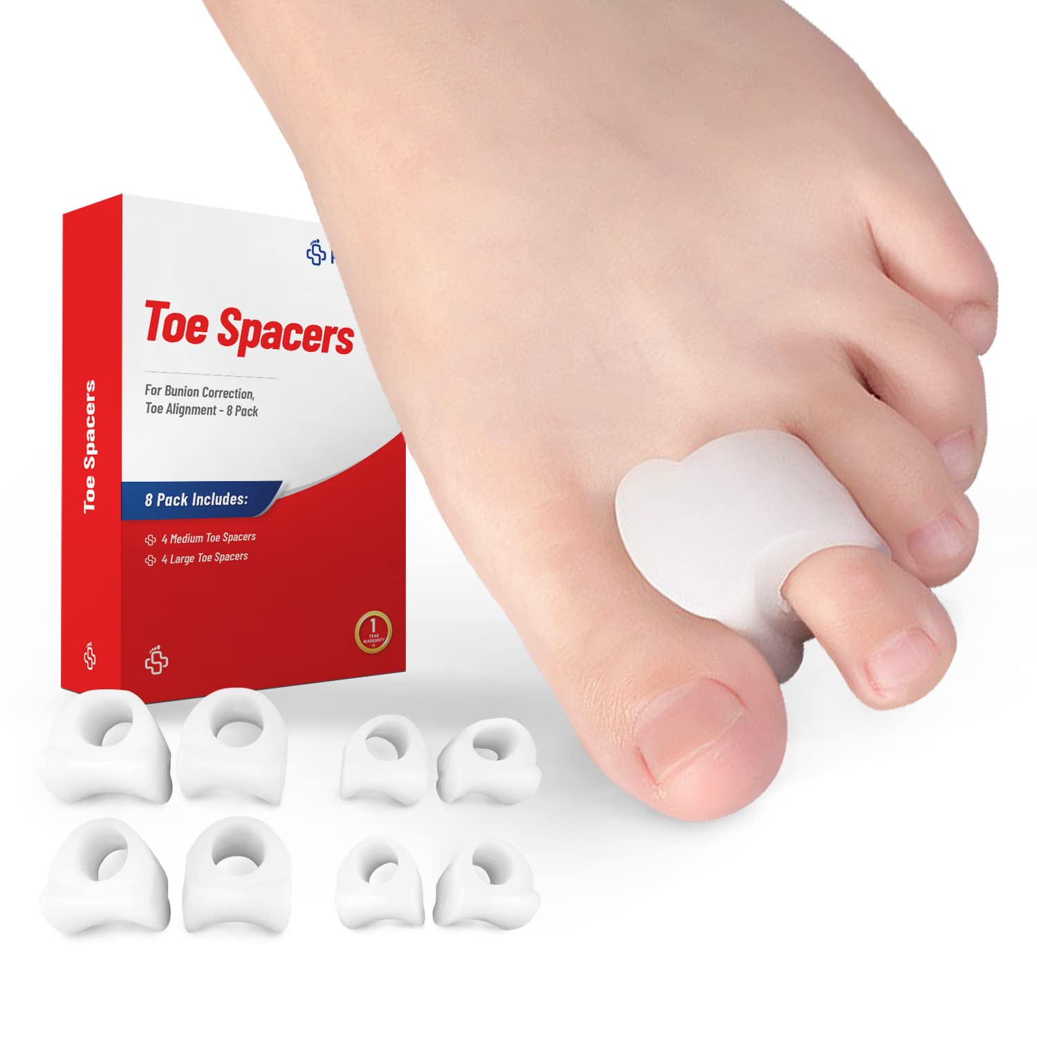 Buy [8 Pack ] PedRx Silicone Gel Toe Separators Spacers to Correct