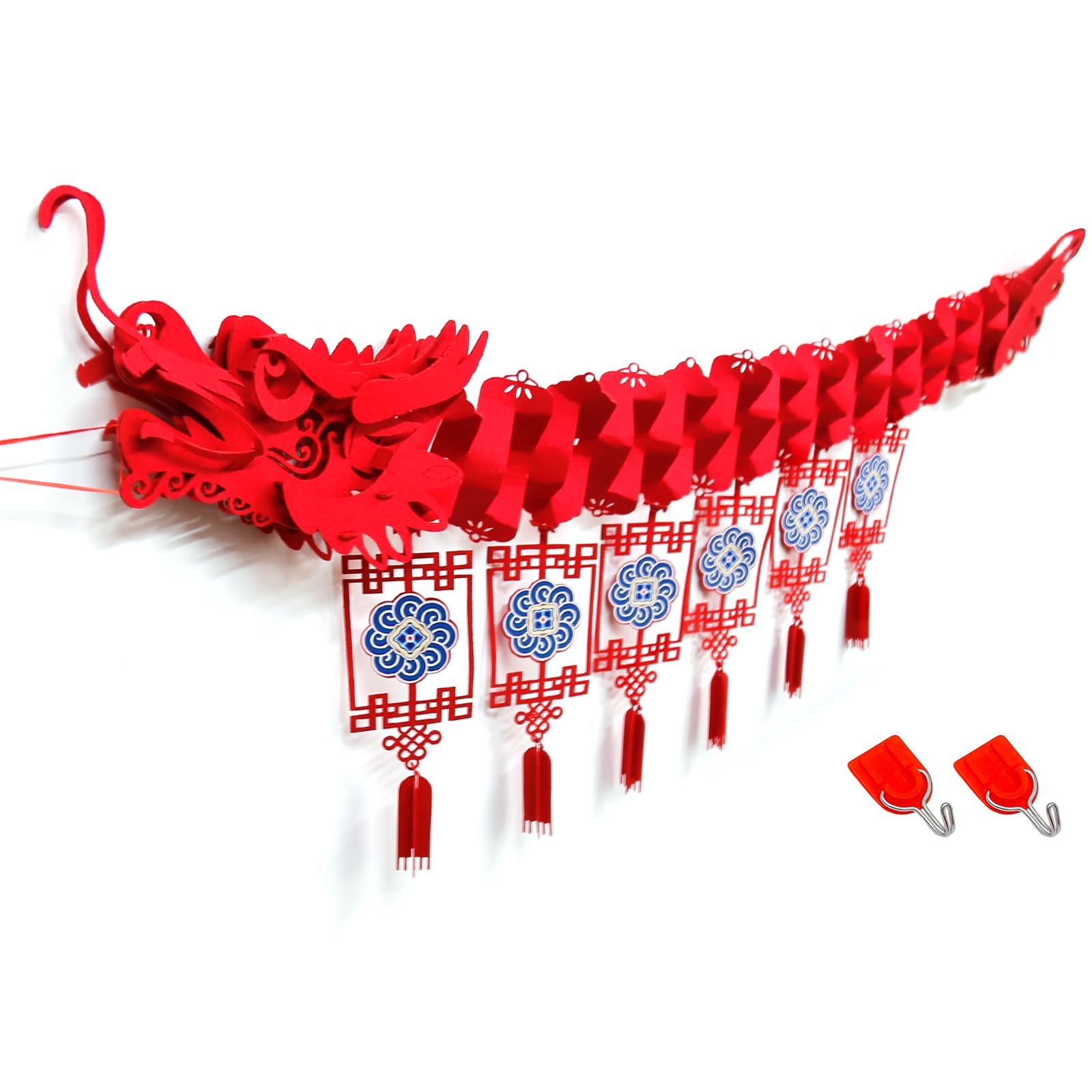 Saihisday 2024 Spring Festival Creative Dragon Hanging Decoration New Year Decoration with Hooks Hang The Lanterns Chinese Party Decorations