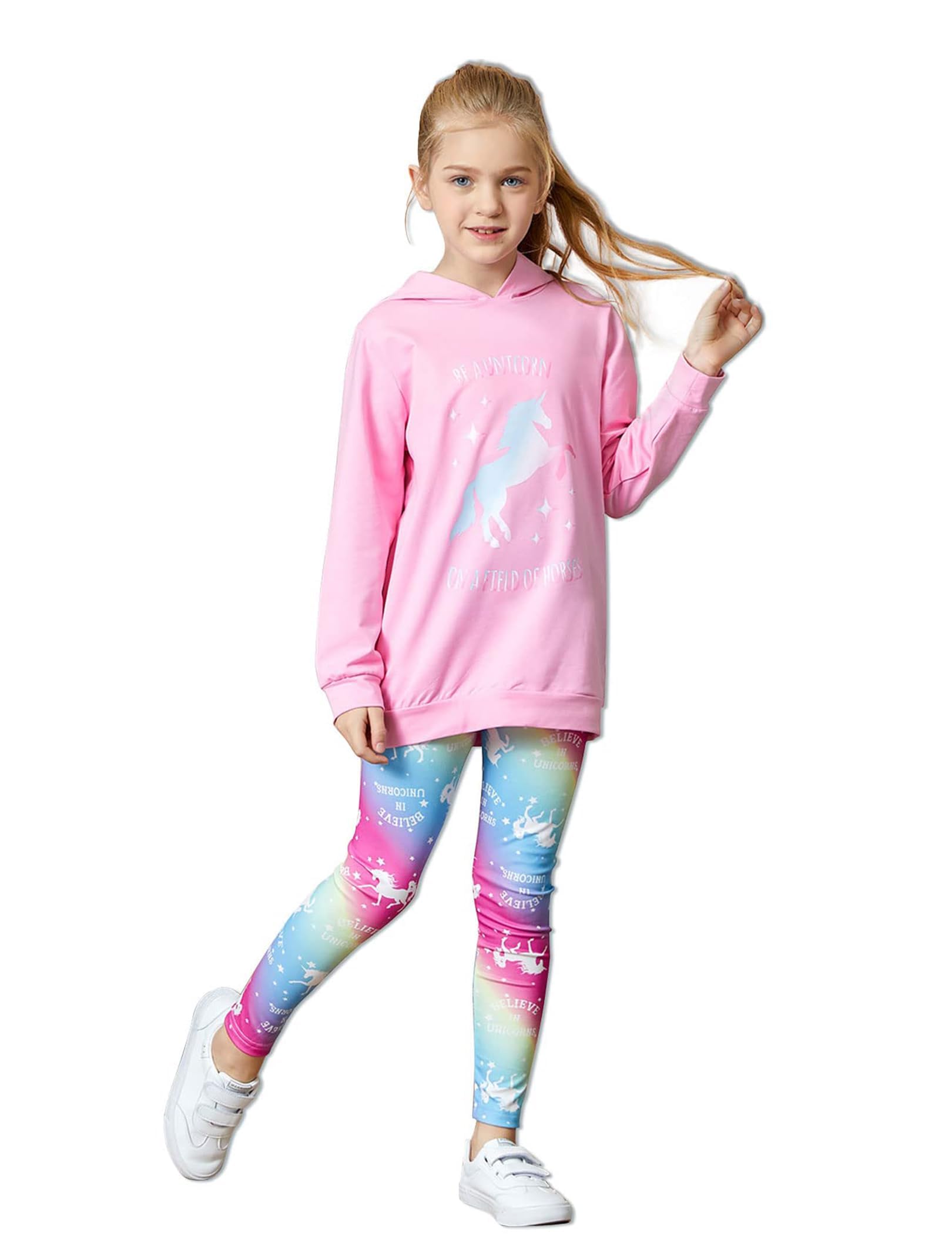 PATPAT Girls Hooded Sweatshirt Leggings Set 2 Piece Fall Outfit 4-12Y