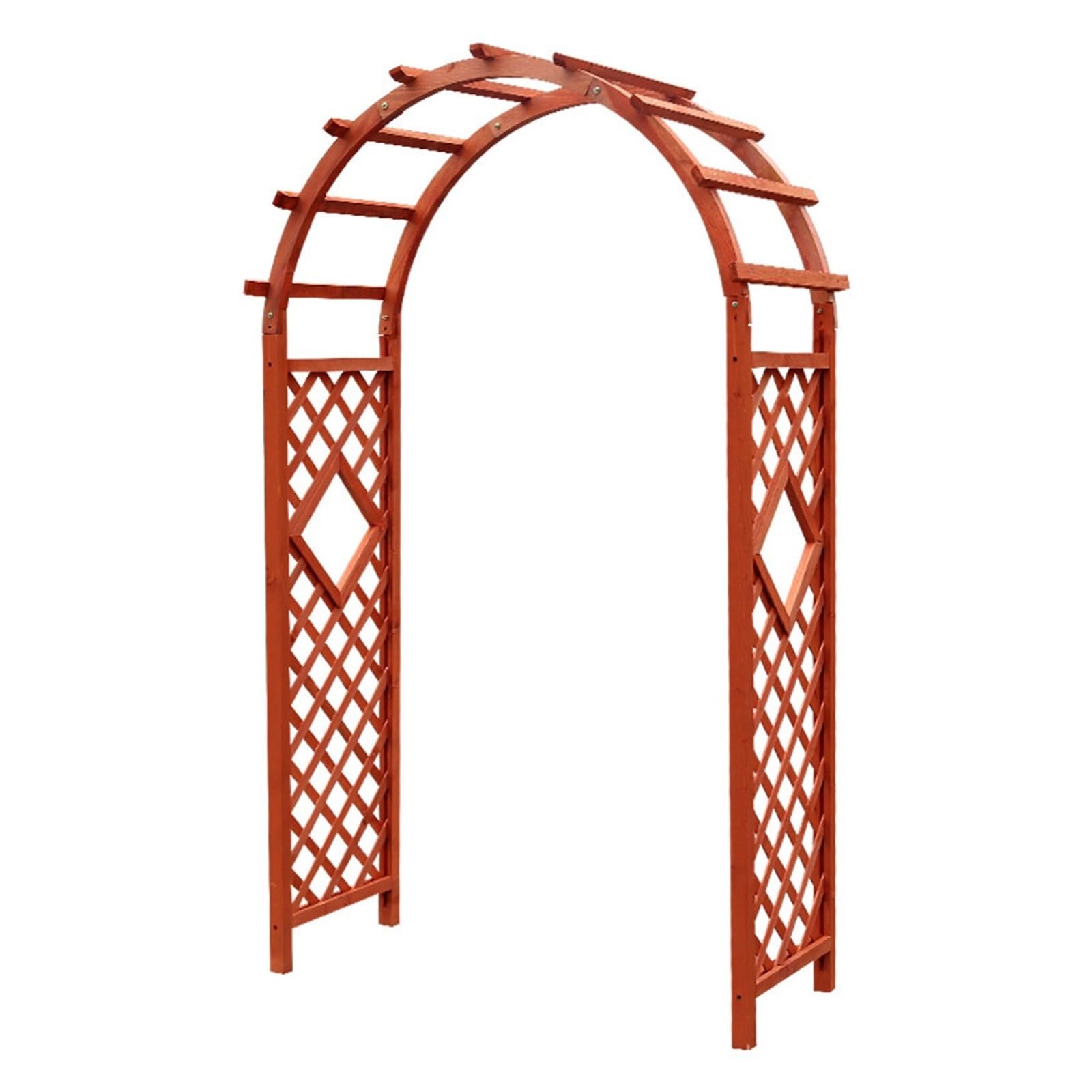 Drewniany łuk ogrodowy, pergola, altanka, do roślin pnących, duża, zewnętrzna krata, altanka, wsparcie dla róż, dekoracja ślubna, pomarańczowa, 140 x 225 cm, rustykalny drewniany łuk ogrodowy, pergola