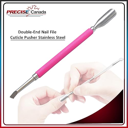 Miniatura 3 de Empujador profesional de metal de acero inoxidable de doble extremo (empujador de cutículas)
