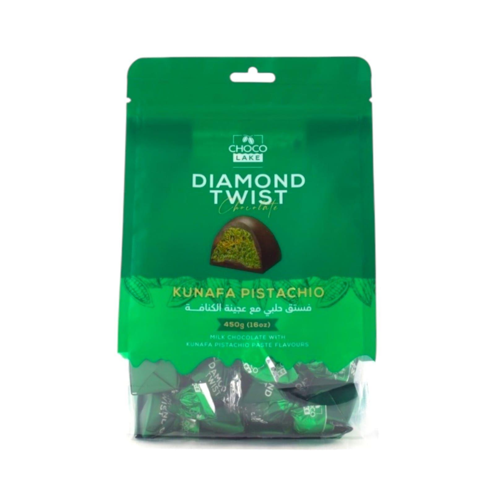 Choco Lake Dubai Diamond Twist Milk Chocolate - Pistachio Kunafa Delight 450g | Inspired by Arabic Sweets-image-27
