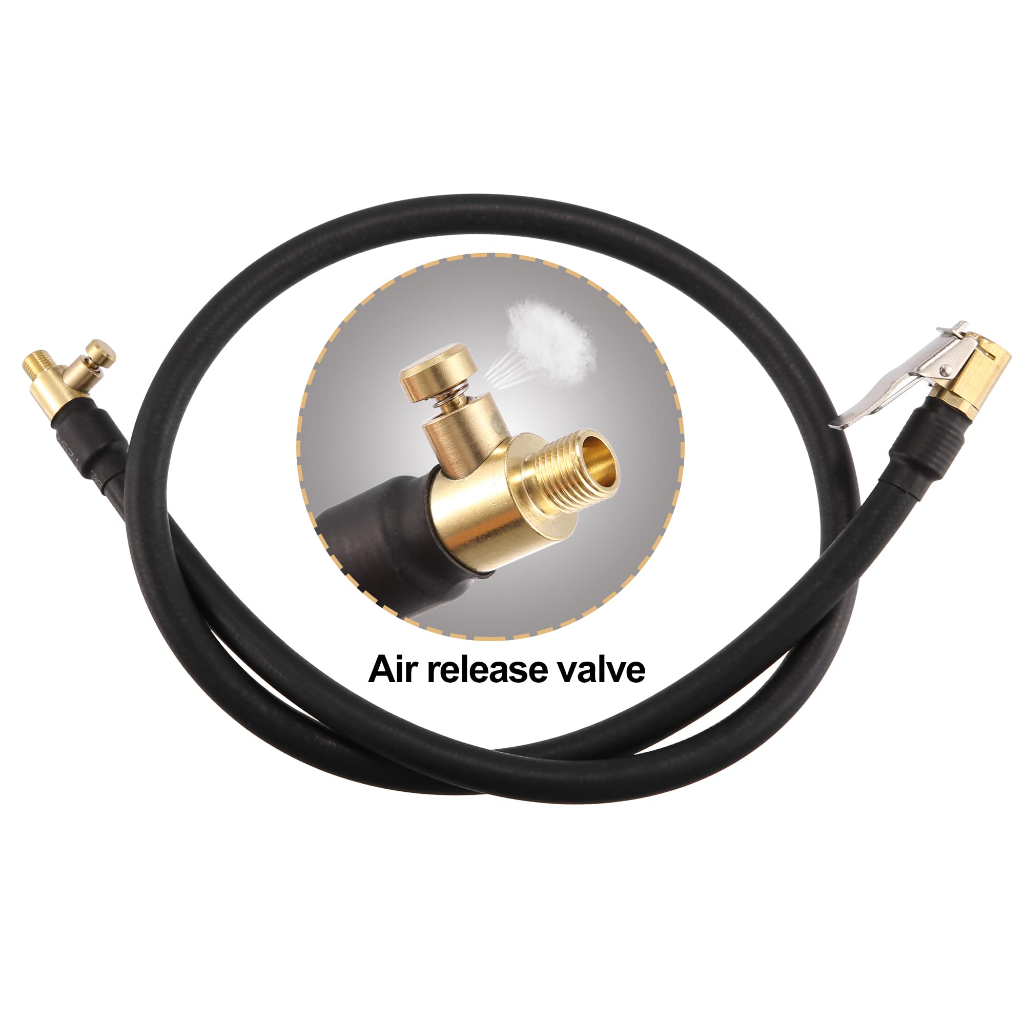 Inflator Hose Adapter X AUTOHAUX 100cm 39.37" Tire Inflator Pump Hose With Tube Inflator