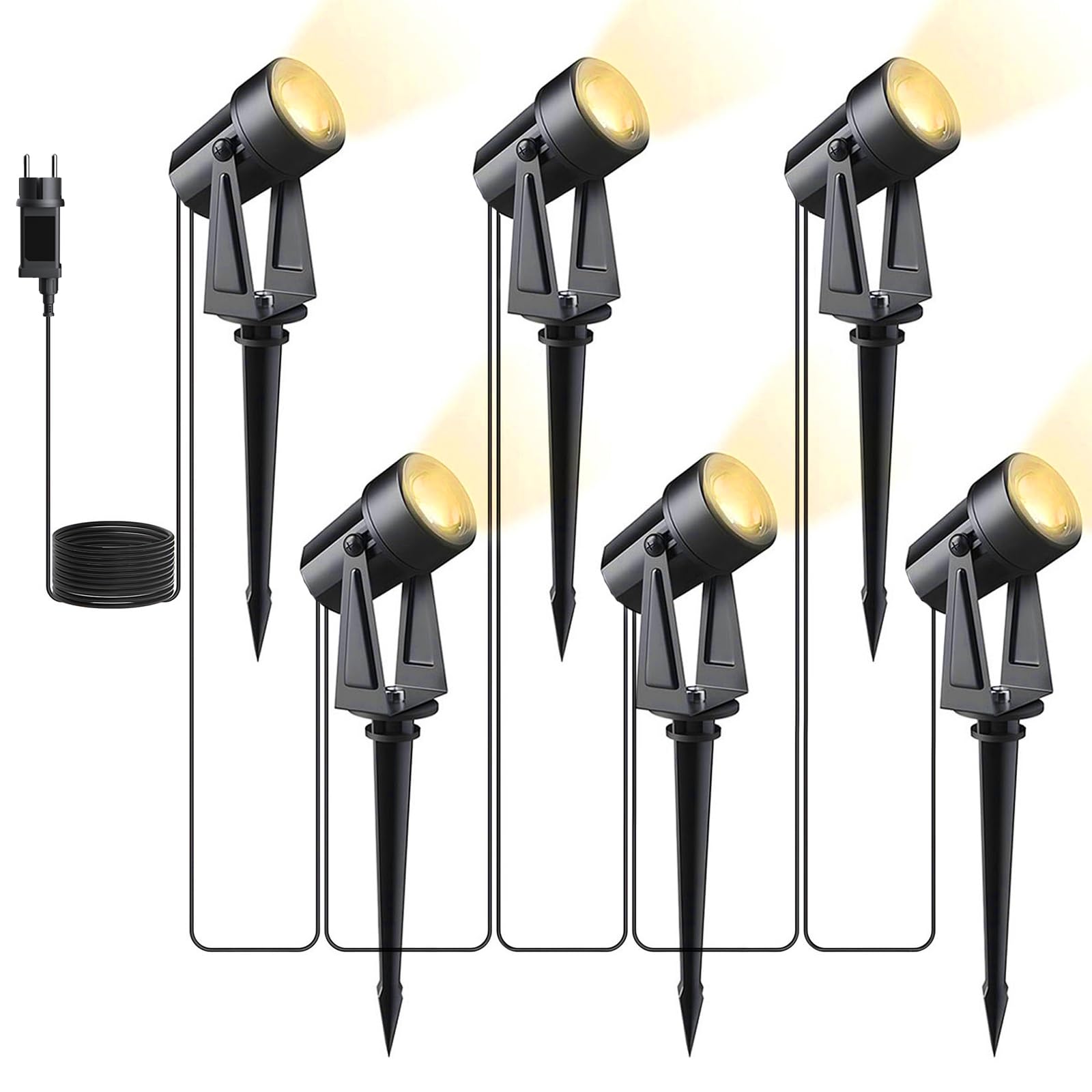 Svater LED Gartenbeleuchtung 6er Set,20m Gartenstrahler IP65 Warmweiß 3000K Strahler Außen Gartenstrahler Led Außen,27V 900lm Gartenlampen für Draußen, Terrasse, Einfahrt