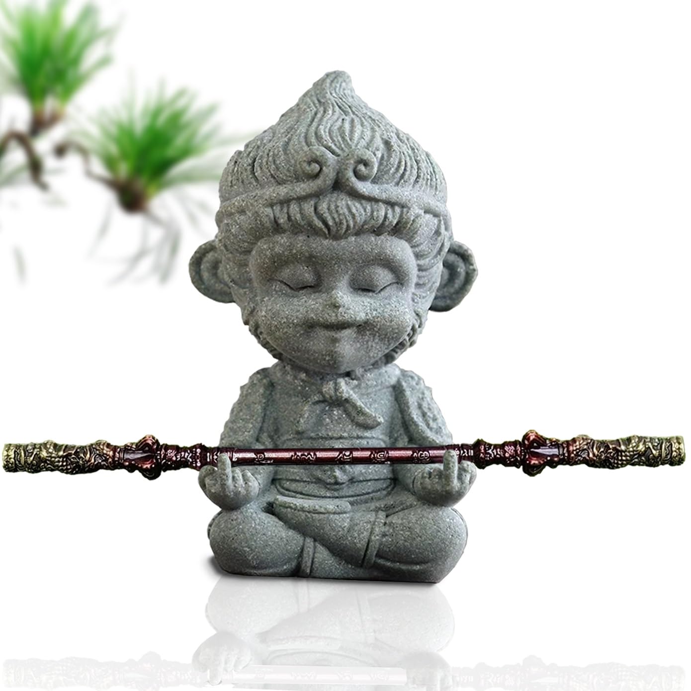 Amazon.com: Qi Ming Wen Fang Cute Monkey King Statue Green