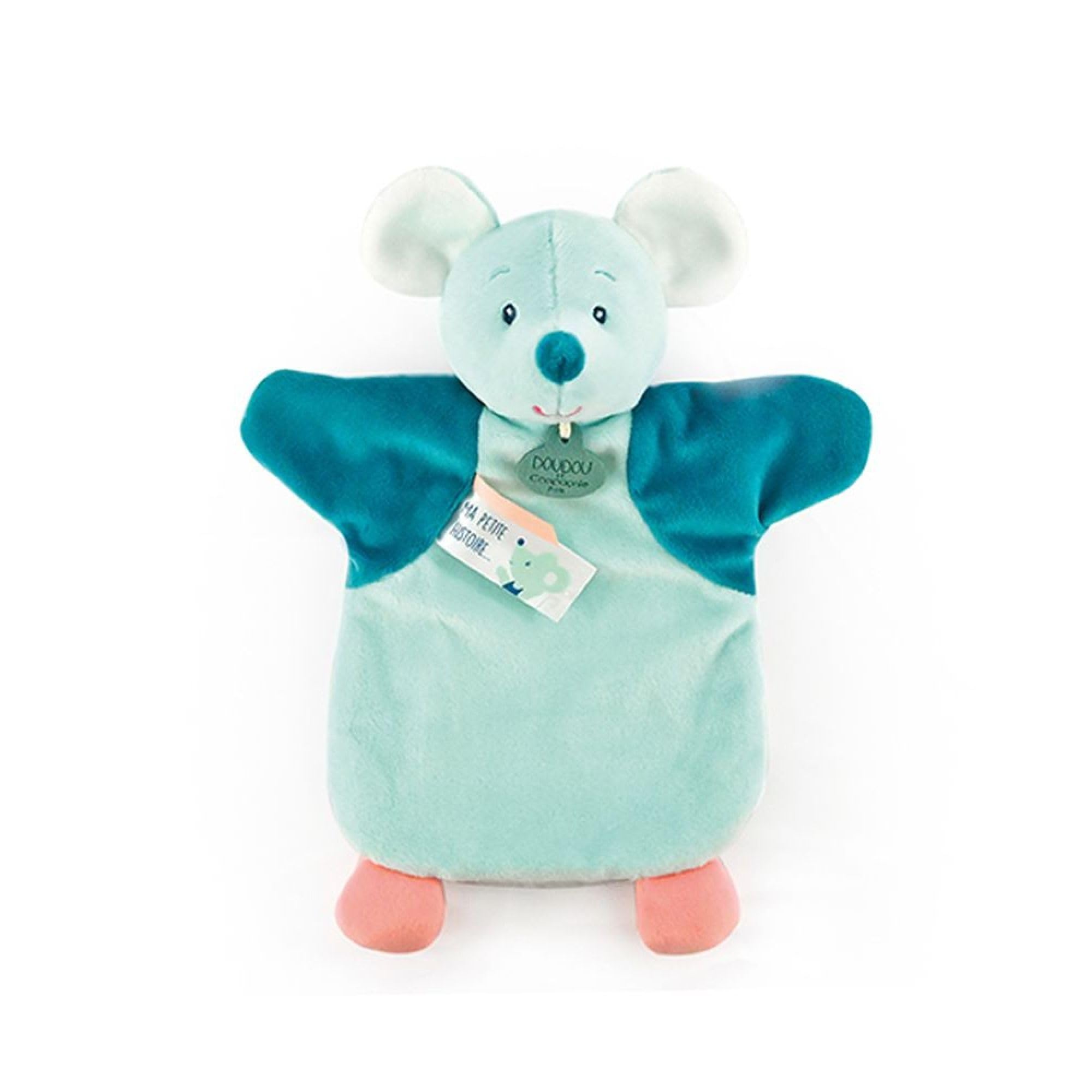 Doudou et Compagnie - Soft Toy Puppet - Mouse - Green - DC4005