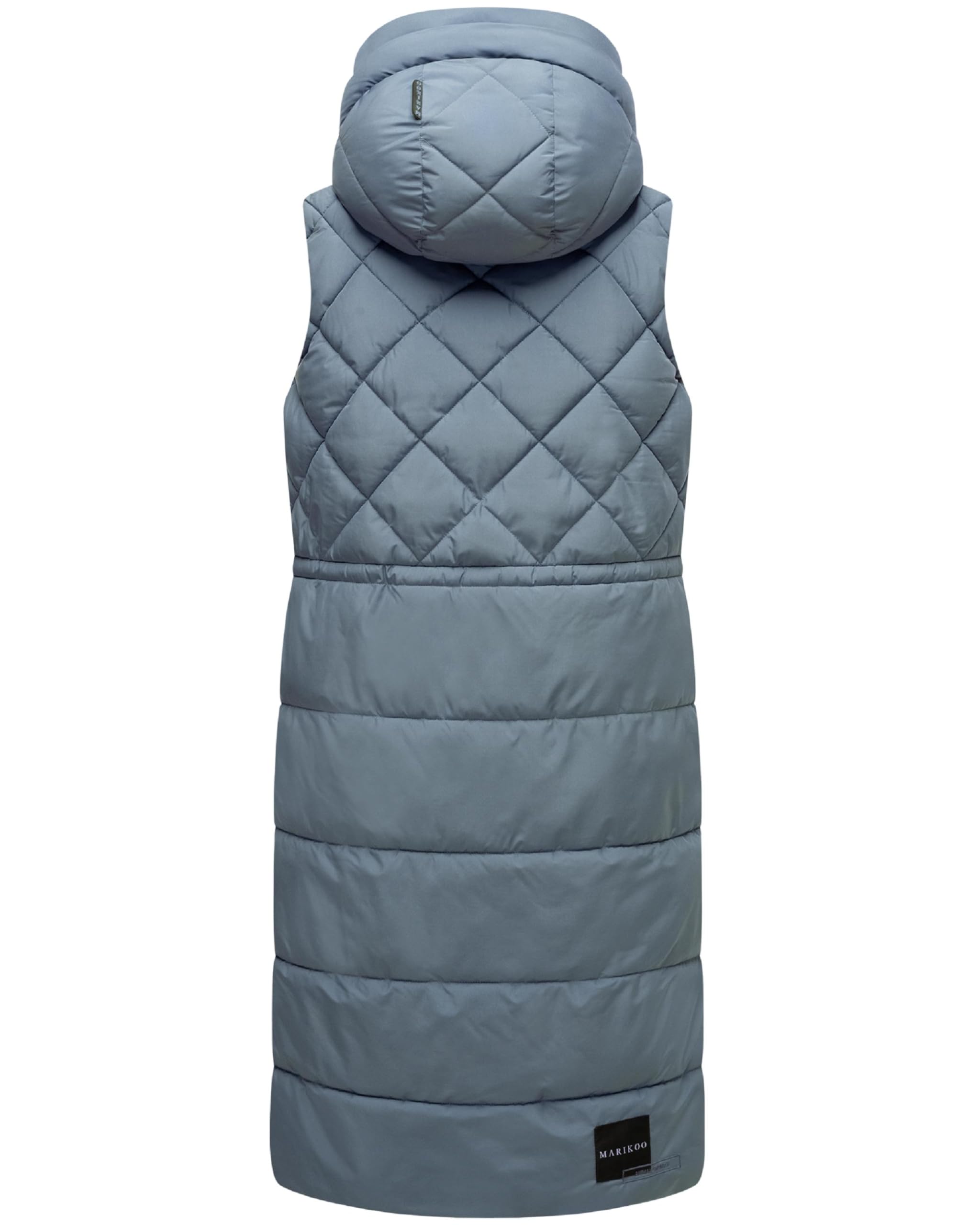 MARIKOO Gilet lungo da donna senza maniche lungo trapuntato caldo in materiali riciclati con cappuccio Narikaa 16 XS-3XL