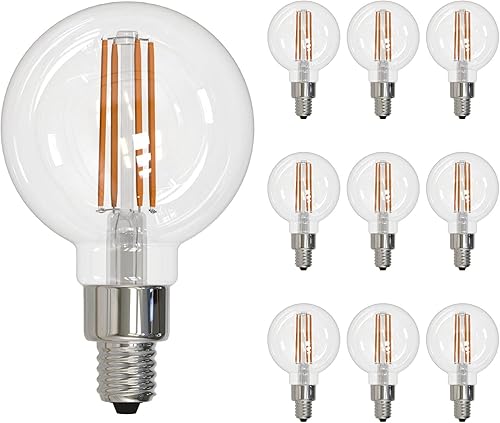 Miniatura 1 de Bulbrite 776889 - Bombilla LED de filamento G16 de 4 W, base de candelabro E12 de 3000 K, acabado transparente, regulable, para uso en accesorios de