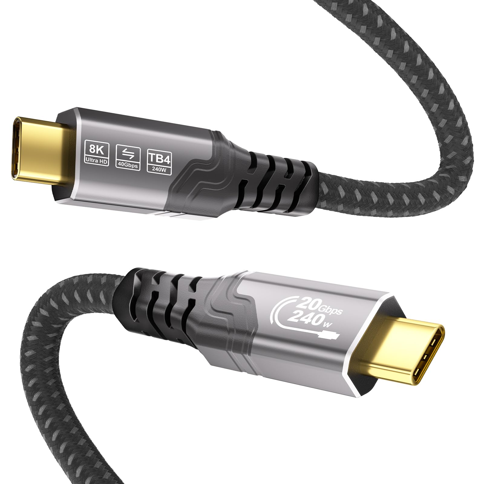 ZIKNYDO Cavo USB C 2 metri, USB-C 3.2 Gen 2x2, PD3.1 240W, Video 4K@144Hz/8K@30Hz, 20Gbps Cavo Dati USB TypeC compatibile con Thunderbolt 4, MacBook Pro, Switch, SSD, Hub, iPhone 17