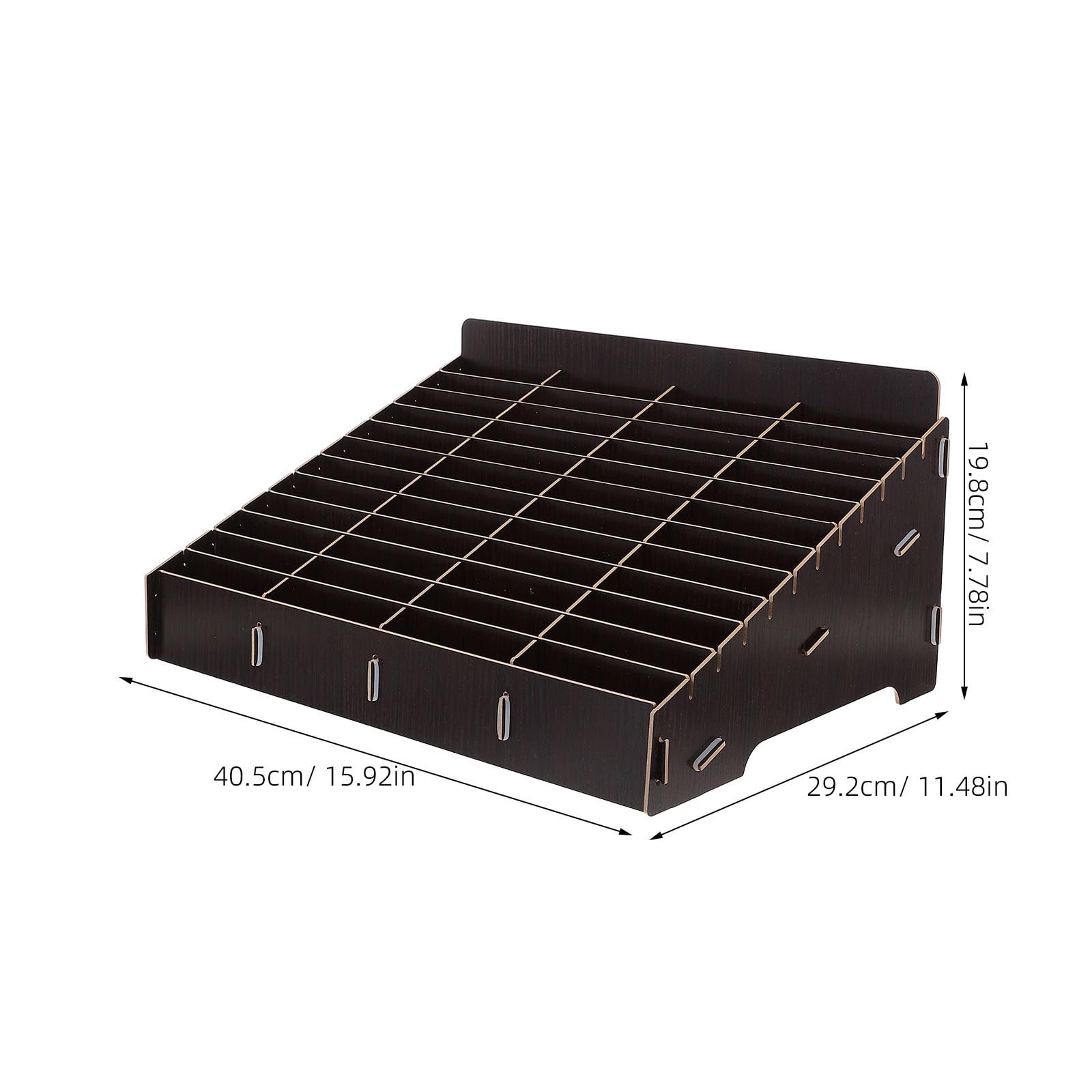 Kisangel Caja organizadora de Madera con 48 Ranuras para Teléfonos, Soporte Inclinado Color Marrón Oscuro, Estante para Almacenamiento de Móviles en Aula, Oficina o Sala de Reuniones