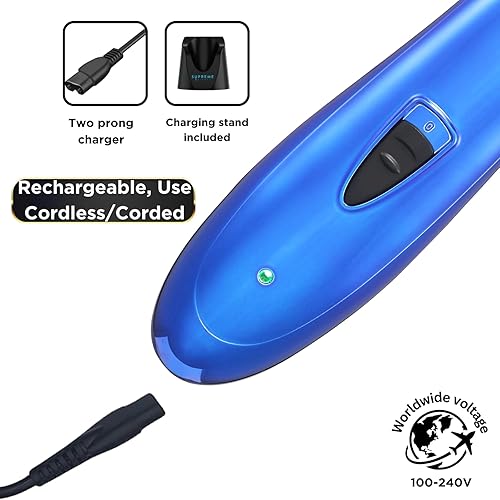 Miniatura 4 de Supreme Trimmer T-Shaper ST5205  Cortadora de pelo profesional para hombres  Recortadora de pelo inalámbrica con forro cero huecos  DLC azul