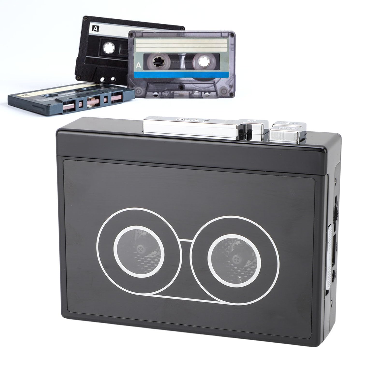 Topincn Cassette Player, Przenośny Konwerter Magnetofonowy Głośny Głośnik z Gniazdem Słuchawkowym, Pełny Dźwięk Stereo, Odtwarzanie Mp3 z USB, Radio FM (A)